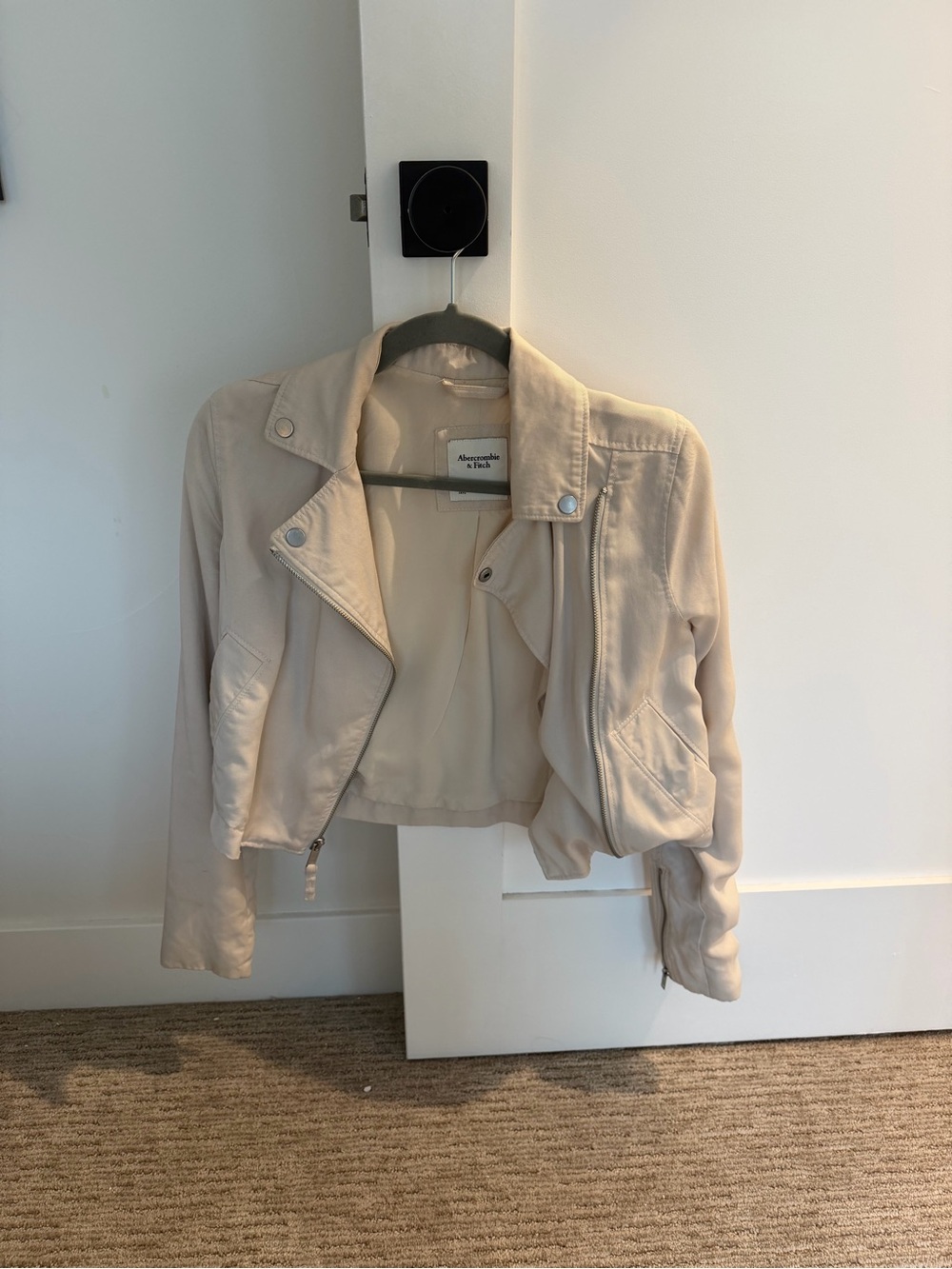 Abercrombie & Fitch Beige Cropped Moto Jacket